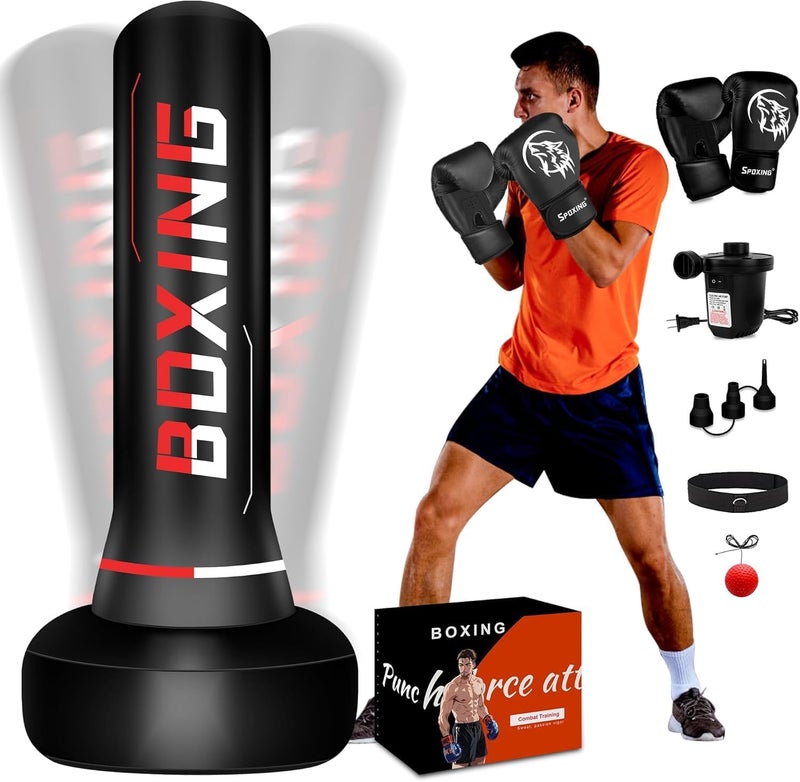 SPOXING Freestanding Punching Bag for Adult Teens, 70" Heavy Punching Bag with Boxing Gloves and Electric Air Pump for Beginners Kickboxing Training MMA Muay Thai Fitness Office Home Gym - Image 1